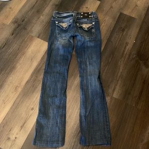 Miss Me bootcut‎ dark distressed jeans. Preowned . Retail 130